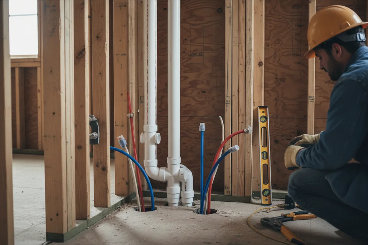 Drain and supply rough-in during Leak Detection in West Chicago